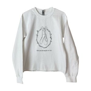 Ballet ballerina cropped crewneck sweater in white, vintage design, cottagecore